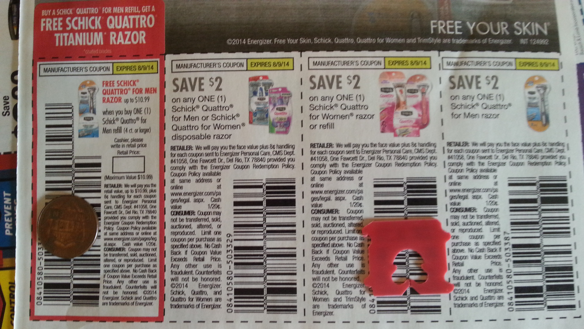 (10 ) FREE SCHICK QUATRO RAZOR up to $10.99 w/ Cartridge purchase + 3 Bonus Sets